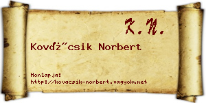 Kovácsik Norbert névjegykártya